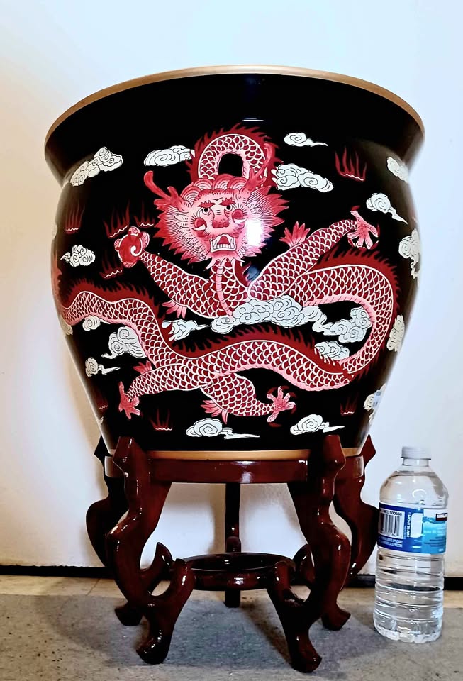 Chinese Dragon Hand Painted Porcelain Planter