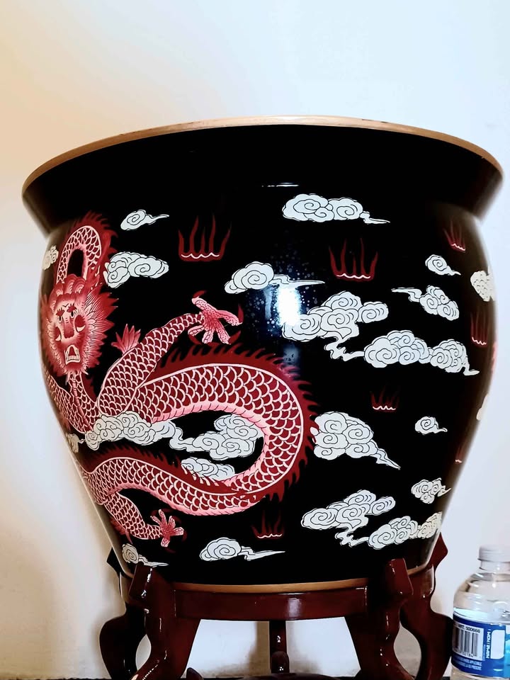 Chinese Dragon Hand Painted Porcelain Planter - photo 2