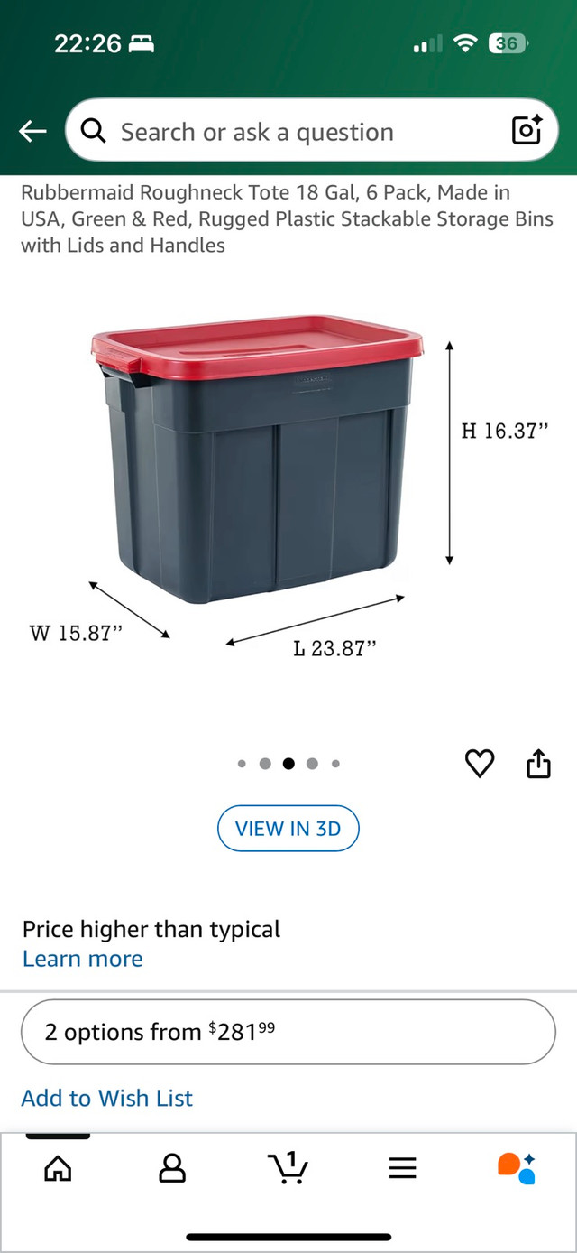 Rubbermaid Roughneck Tote 23 Gal, 90lt - photo 3
