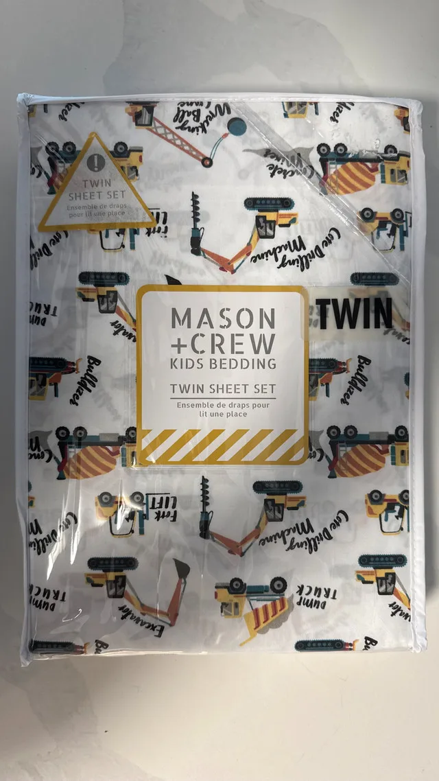 NEW - Construction Fitted Fitted Twin Size Bedding Sheet thumbnail