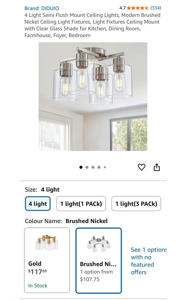 NEW - 4 Light Semi Flush Mount Ceiling Lights image indicator(5)