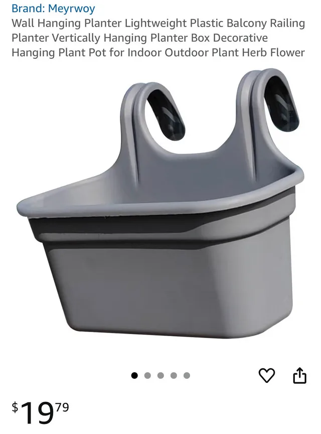 Wall Hanging Planter Lightweight Plastic Balcony Railing image indicator(2)