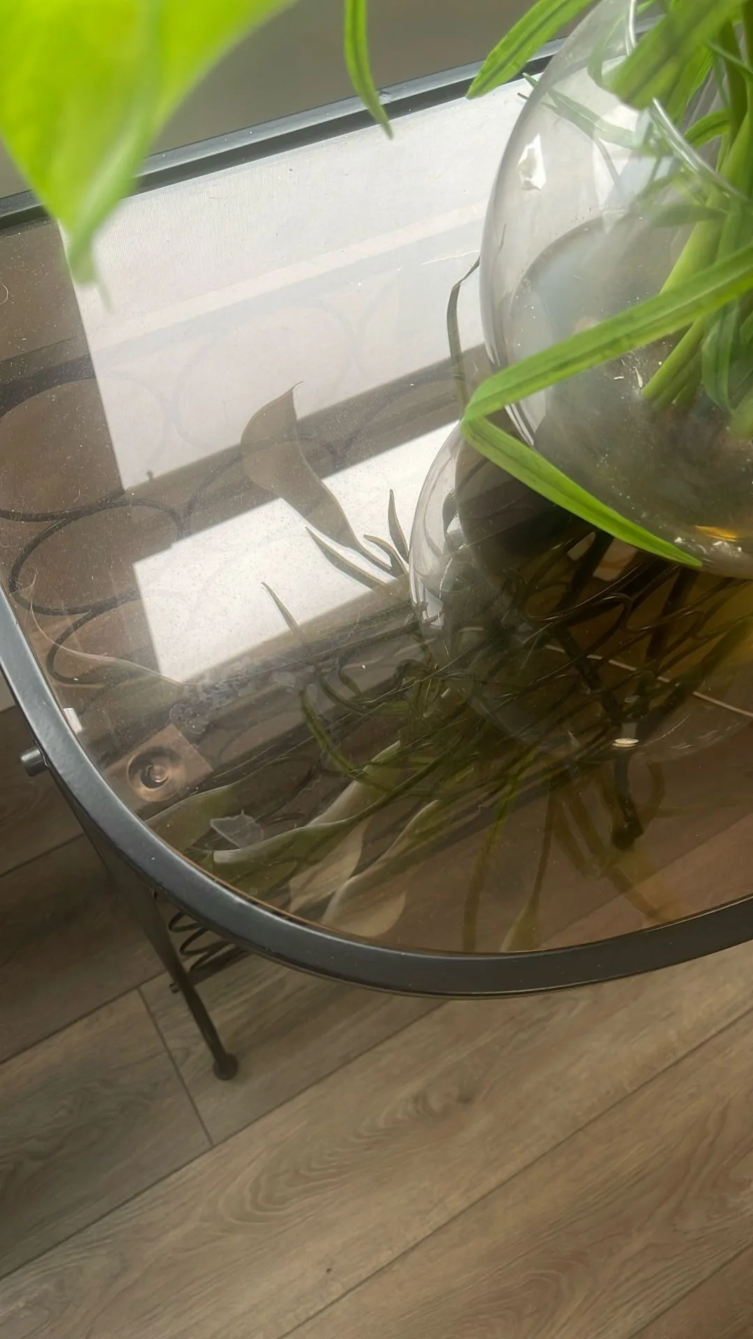 Metal Wine Rack with Smoky Brown Glass Top image indicator(2)