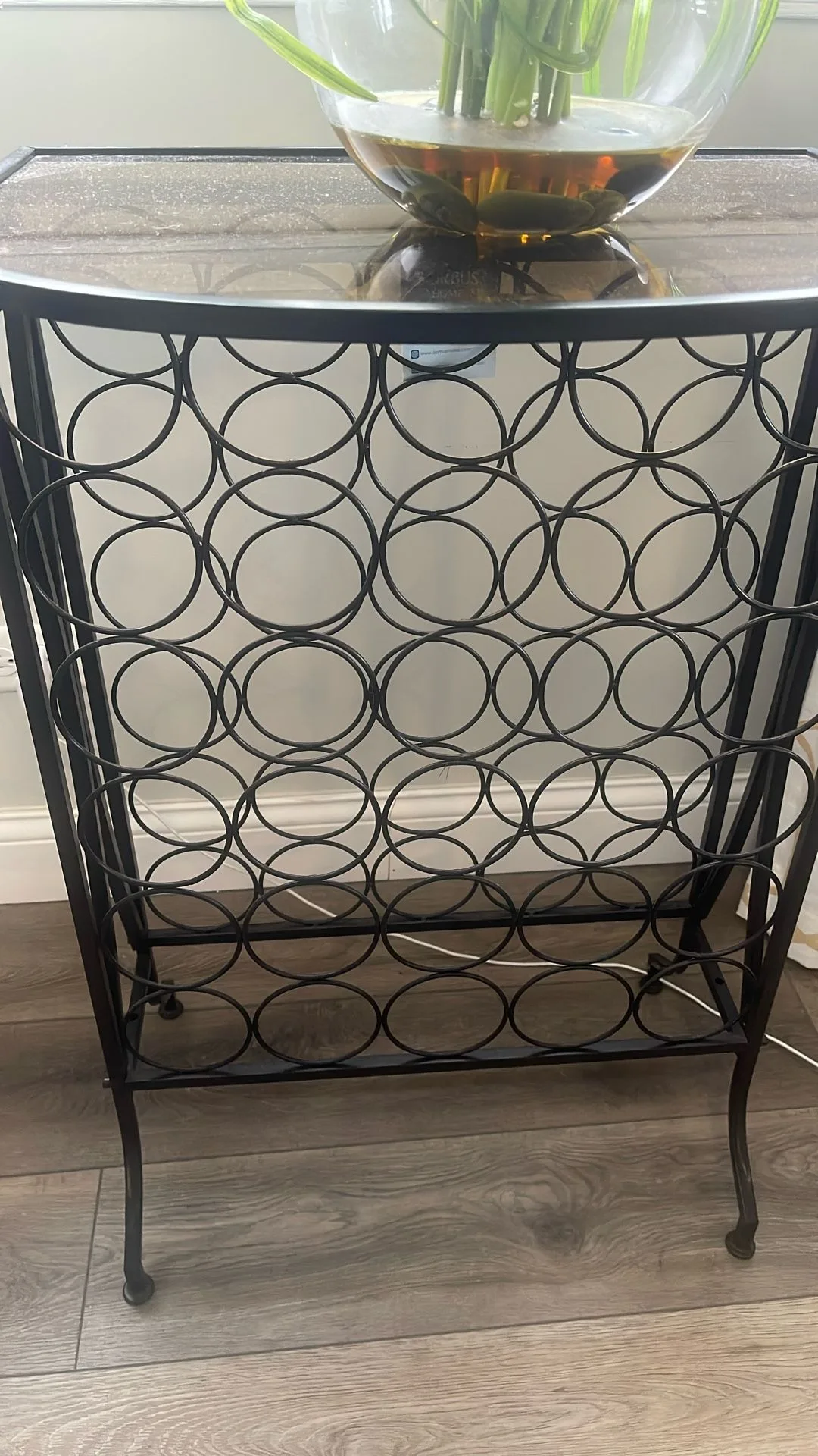 Metal Wine Rack with Smoky Brown Glass Top image indicator(4)