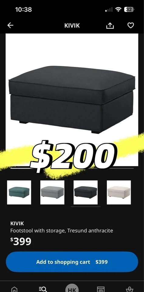 IKEA Fabric Sofa + Footstool (with Storage) For Sale🥕 image indicator(2)