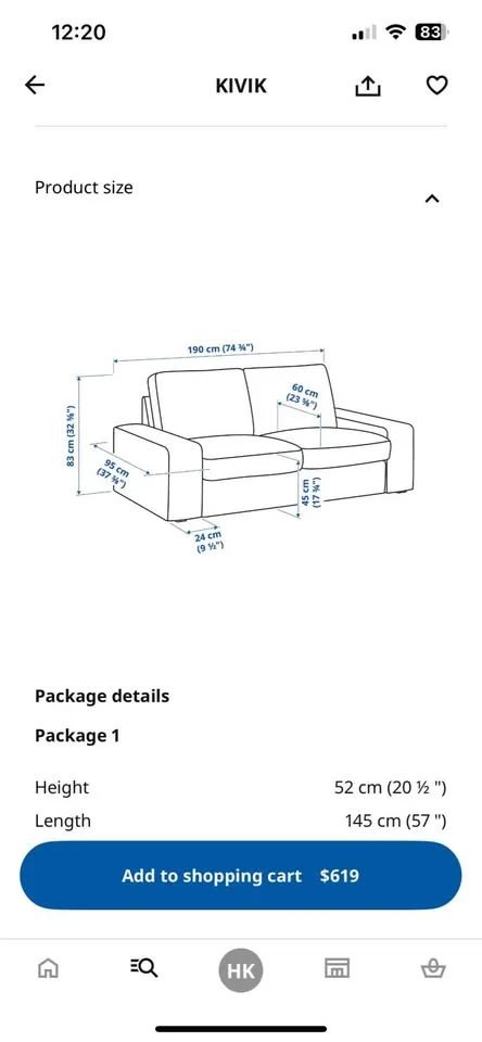 IKEA Fabric Sofa + Footstool (with Storage) For Sale🥕 image indicator(4)