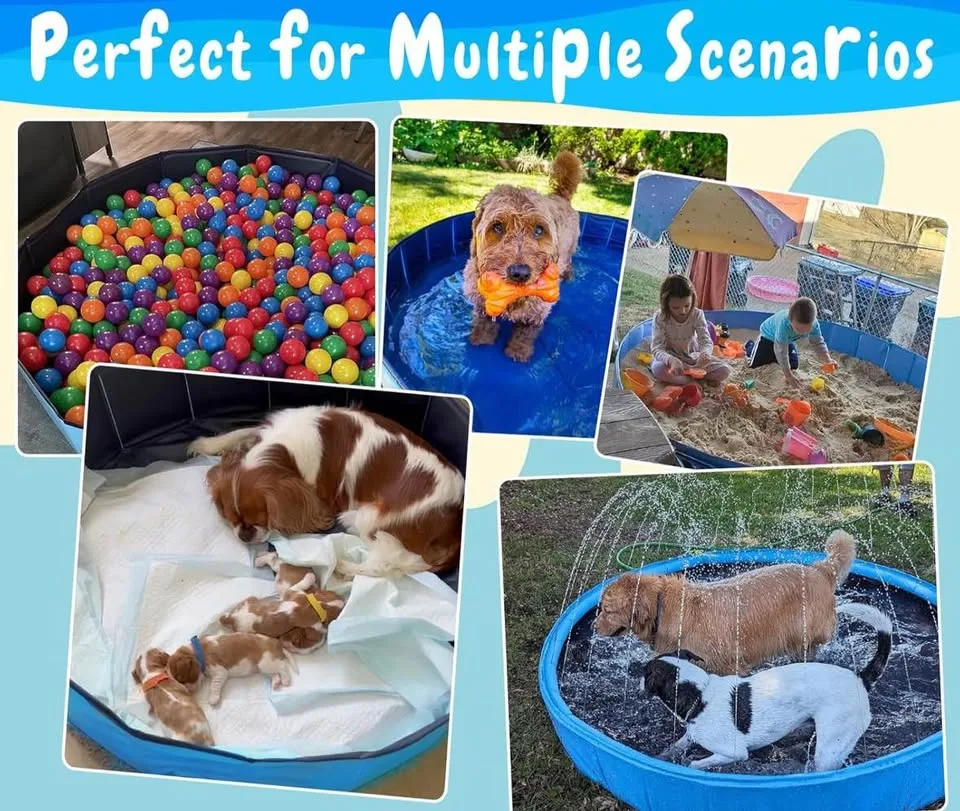 Foldable Dog Pool with Sprinkler, 87 in Extra Large... image indicator(2)