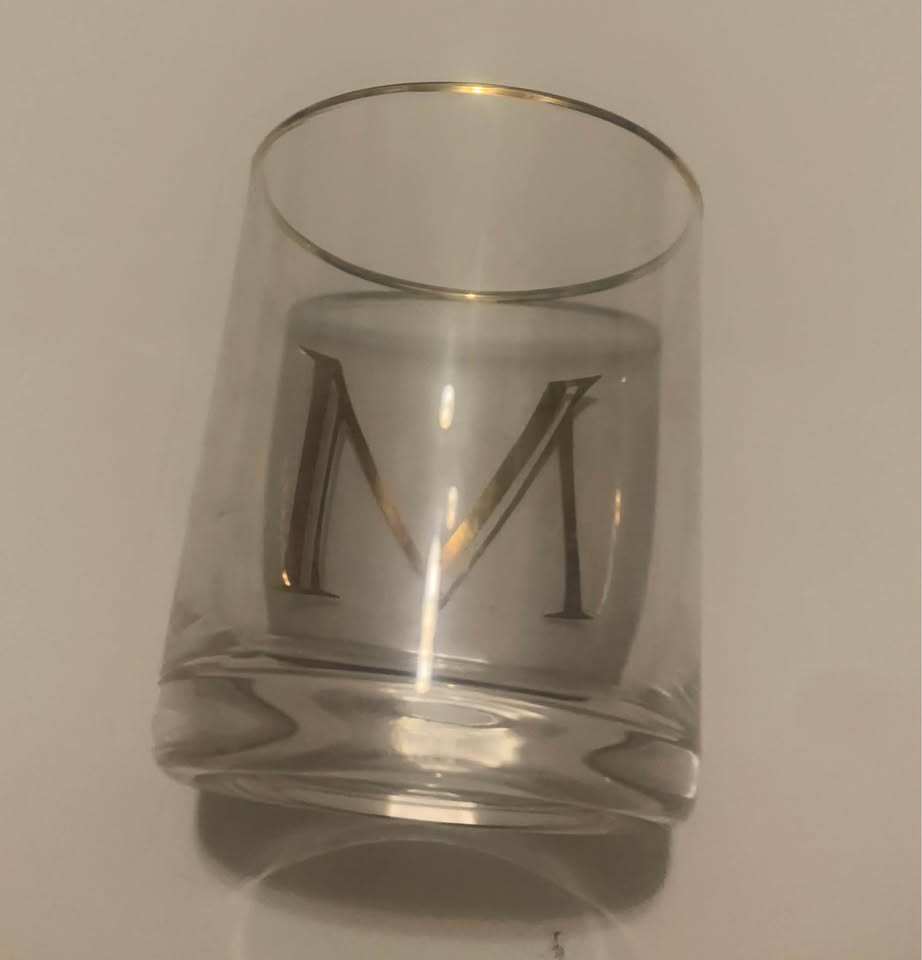 Gold Trimmed Glass with 'M' Design - photo 3