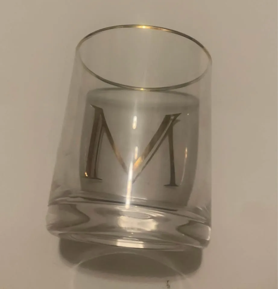 Gold Trimmed Glass with 'M' Design image indicator(3)