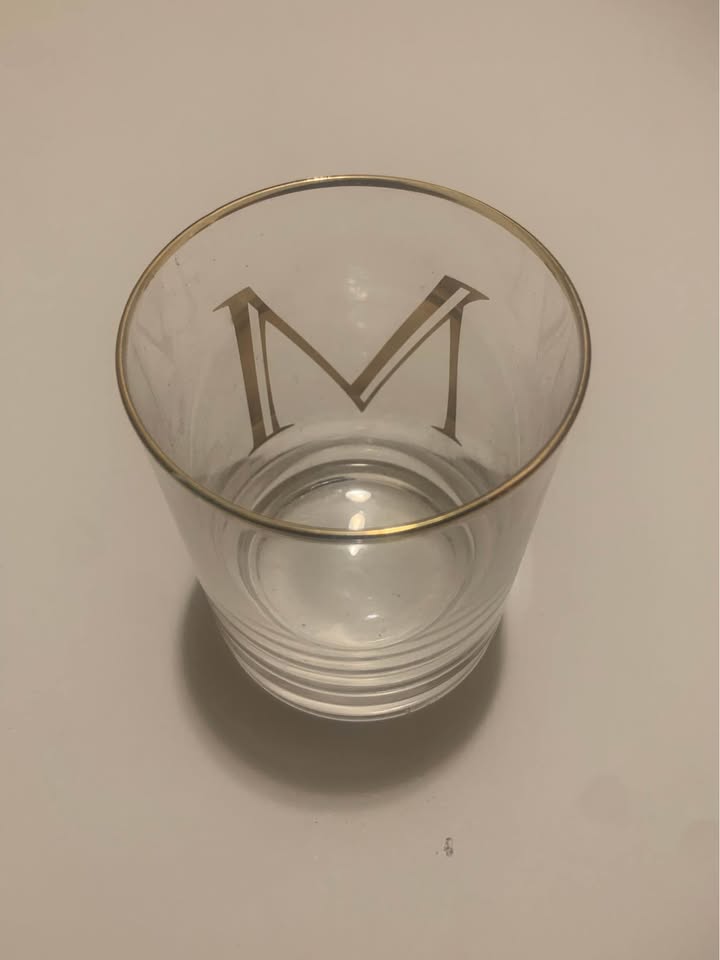 Gold Trimmed Glass with 'M' Design - photo 2