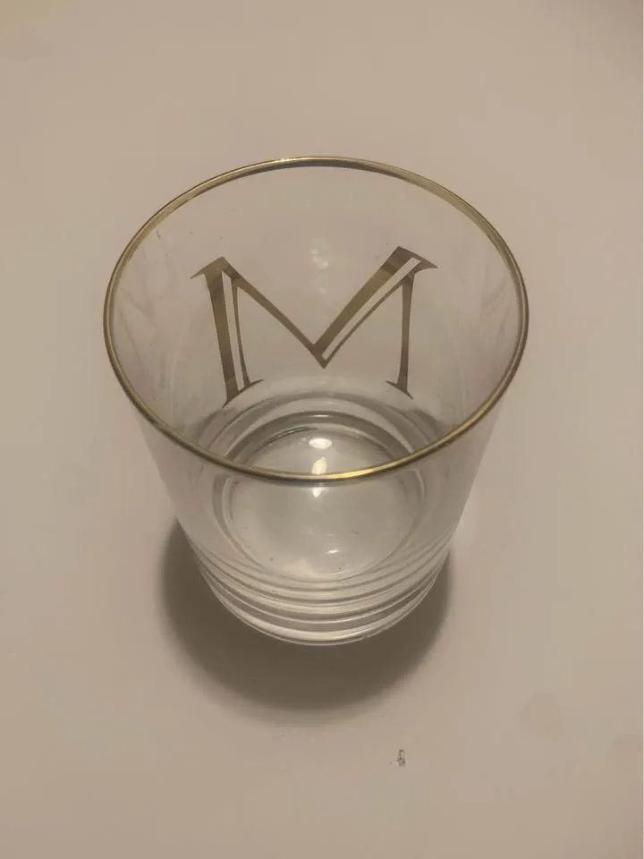 Gold Trimmed Glass with 'M' Design image indicator(2)
