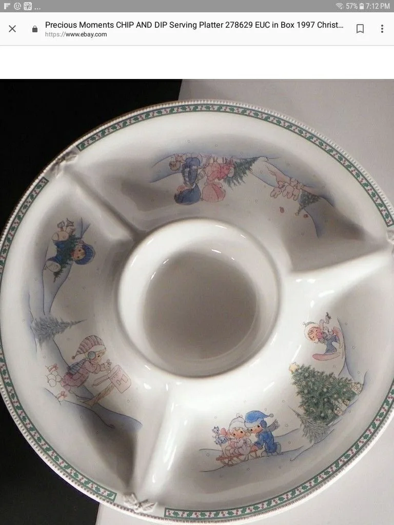 New precious moments chip and dip platter dated 1997 image indicator(2)