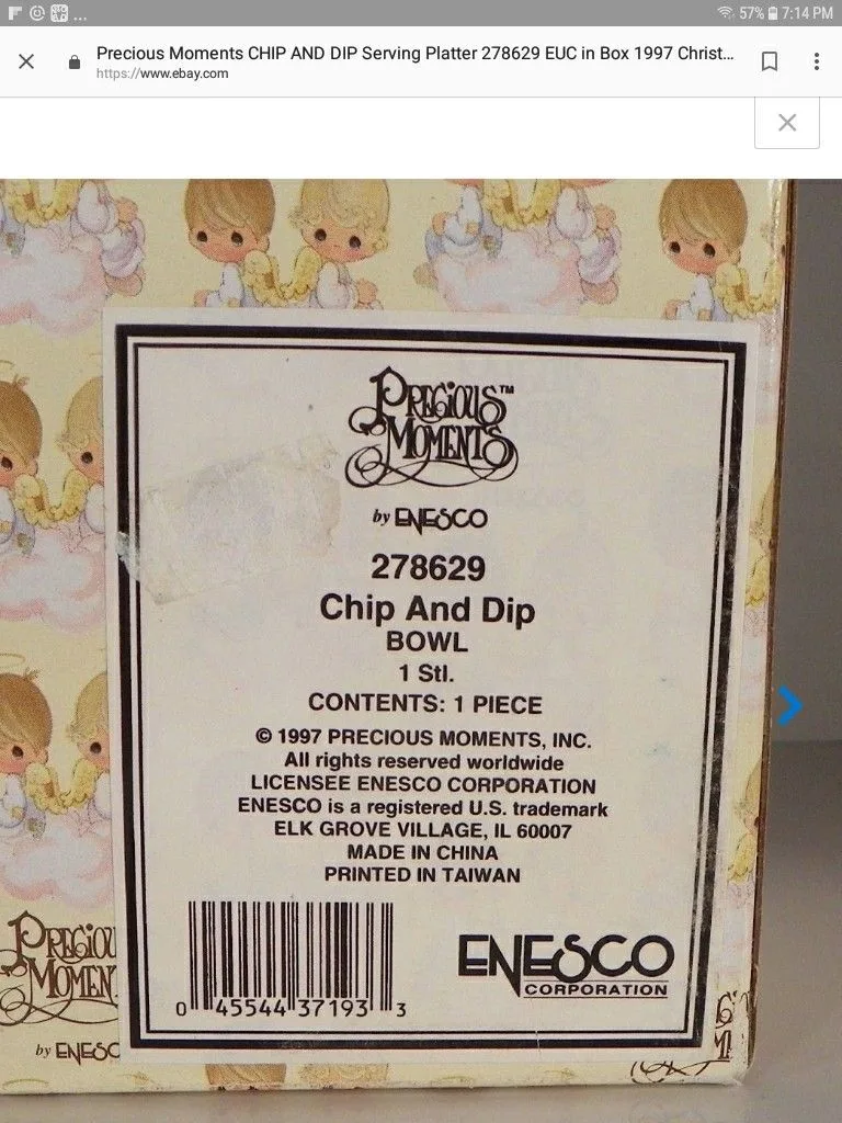 New precious moments chip and dip platter dated 1997 image indicator(5)