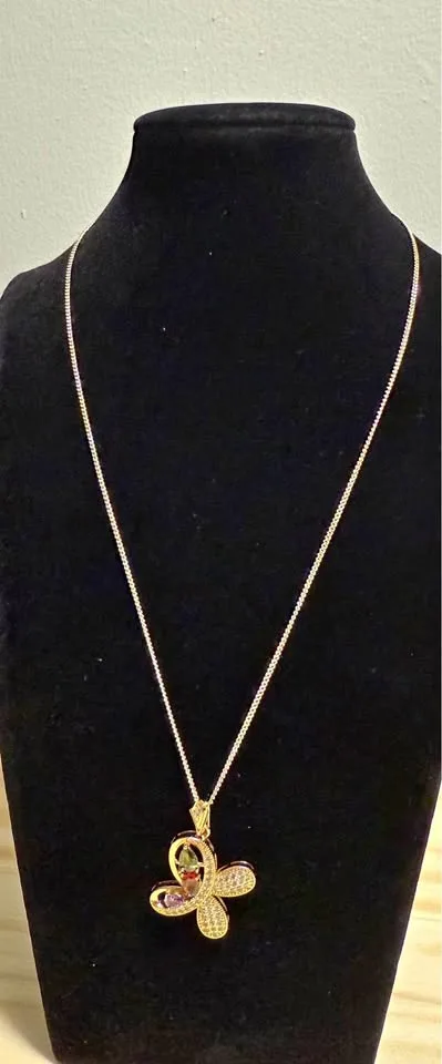 18in 18k Gold fill micro Cuban butterfly necklace thumbnail