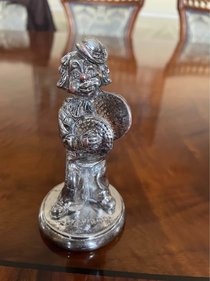3 pcs collection of silver plated sculptures of clowns musicians - photo 3