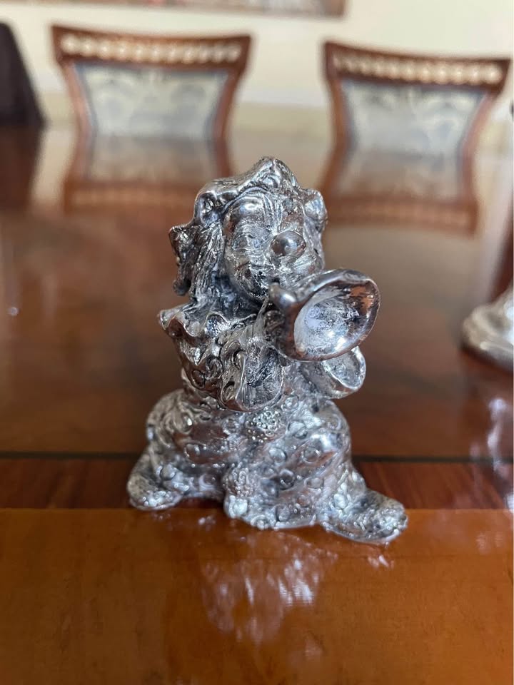 3 pcs collection of silver plated sculptures of clowns musicians - photo 4