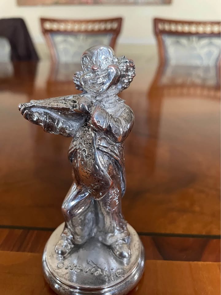3 pcs collection of silver plated sculptures of clowns musicians - photo 5