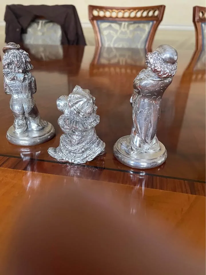3 pcs collection of silver plated sculptures of clowns musicians image indicator(9)