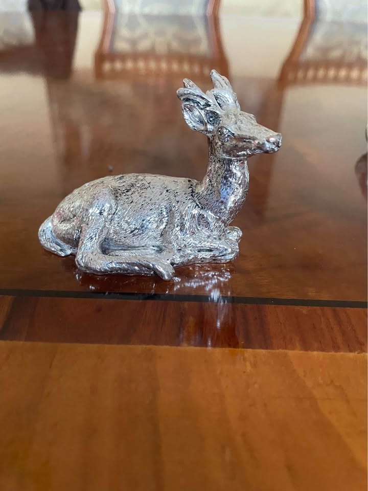 3 pcs collection of animals sculptures, metal silver plated - photo 2