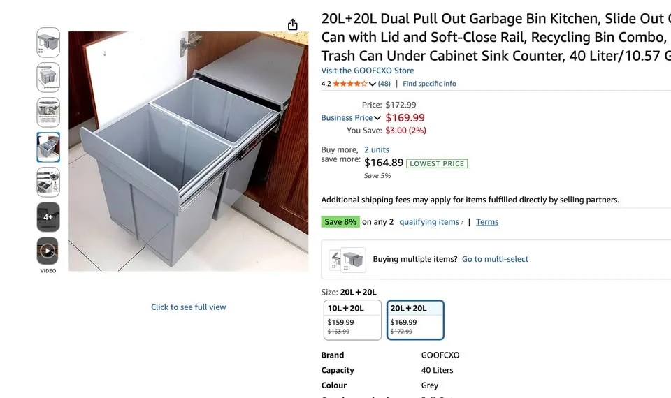 Dual Pull Out Recycle/Garbage Bin