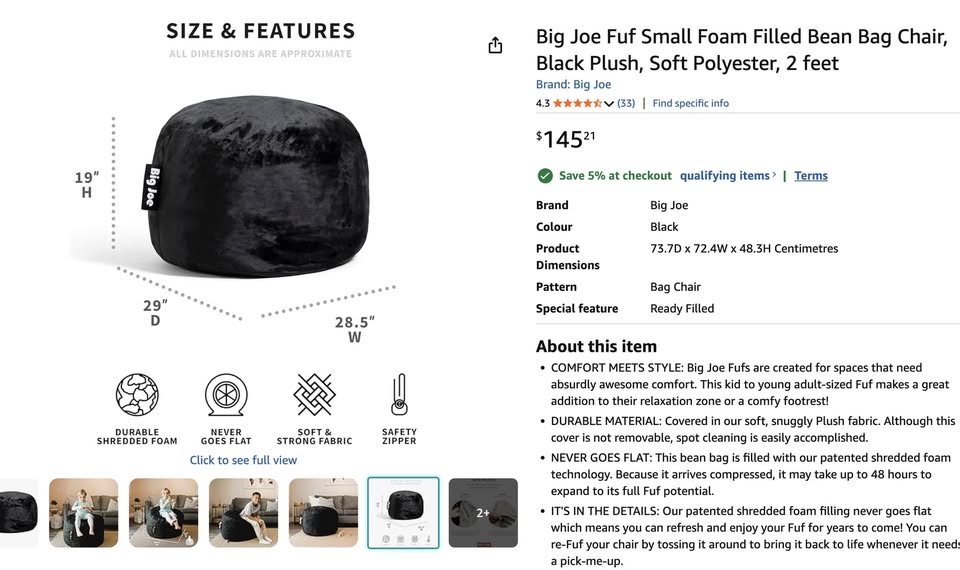 Plush Bean Bag Chair