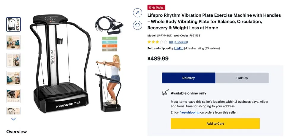 LifePro Rhythm Vibration Plate w/ Handles image indicator(2)