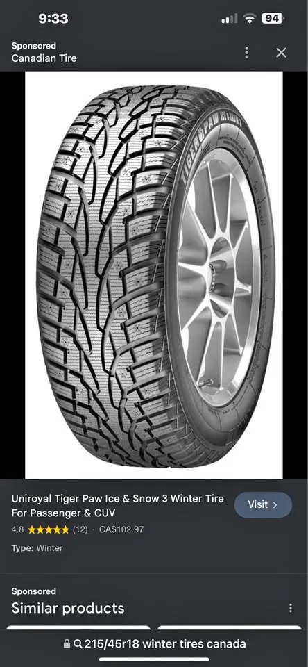 Looking for winter tires 215 45r 18 used