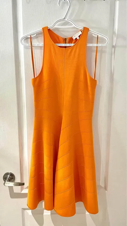 Ted Baker Orange Rayon Flippy Knit Formal Dress - Size 2
