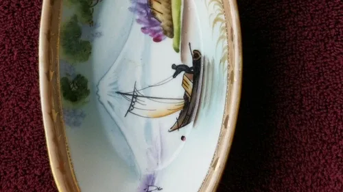 Nippon Hand Painted Moriage Porcelain Trinket Bowl image indicator(2)