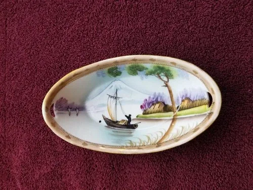Nippon Hand Painted Moriage Porcelain Trinket Bowl image indicator(3)