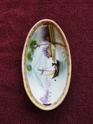 Nippon Hand Painted Moriage Porcelain Trinket Bowl image indicator(5)
