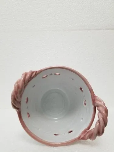 Cute miniature Italian ceramic planter basket. Floral design, tw image indicator(6)