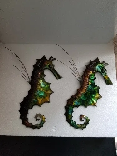 Lovely, unique Seahorses - enamel-over-metal art decor. image indicator(2)