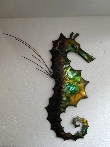 Lovely, unique Seahorses - enamel-over-metal art decor. image indicator(3)