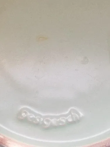 Vintage W.German 'Ges Gesch' Bakelite Green Floral/candle dish. image indicator(9)