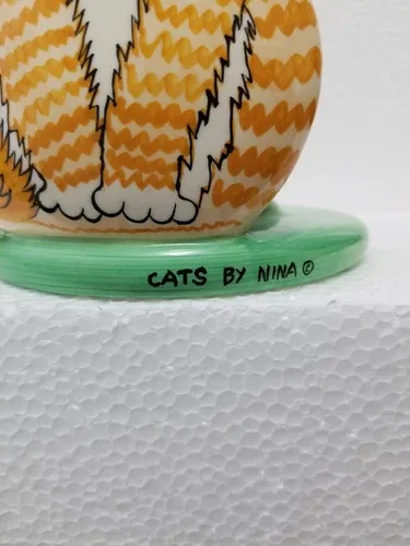 Cats By Nina Lyman Orange/white Tabby. Candle Holder. Unique. image indicator(3)