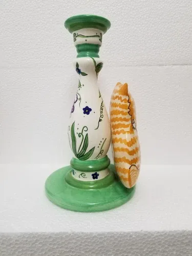 Cats By Nina Lyman Orange/white Tabby. Candle Holder. Unique. image indicator(6)