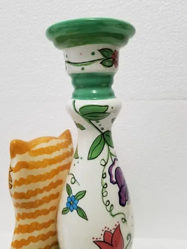 Cats By Nina Lyman Orange/white Tabby. Candle Holder. Unique. image indicator(10)