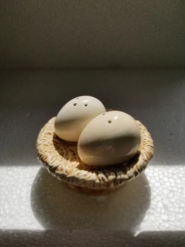 Cute Sakura (China) 2 Eggs in Nest Basket Salt & Pepper image indicator(2)