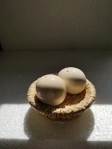Cute Sakura (China) 2 Eggs in Nest Basket Salt & Pepper image indicator(4)