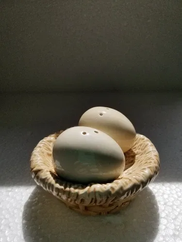 Cute Sakura (China) 2 Eggs in Nest Basket Salt & Pepper image indicator(7)