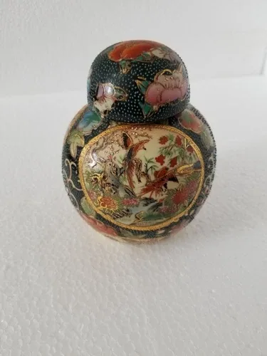 Vintage Satsuma Porcelain Ginger Jar - 4.5 INCHES