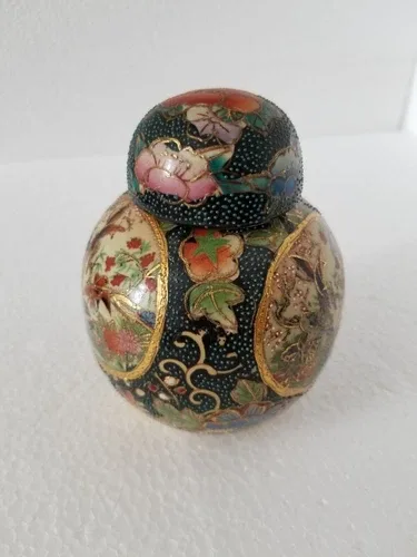 Vintage Satsuma Porcelain Ginger Jar - 4.5 INCHES image indicator(2)