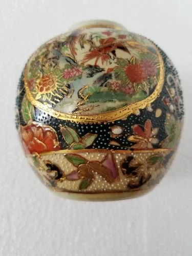 Vintage Satsuma Porcelain Ginger Jar - 4.5 INCHES image indicator(6)