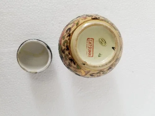 Vintage Satsuma Porcelain Ginger Jar - 4.5 INCHES image indicator(9)