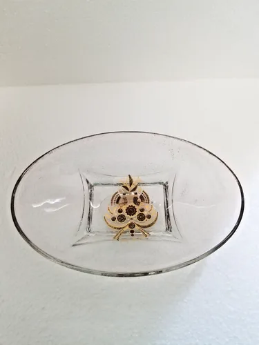 Vintage Georges Briard Glass Dish/Bowl Bird/Floral design