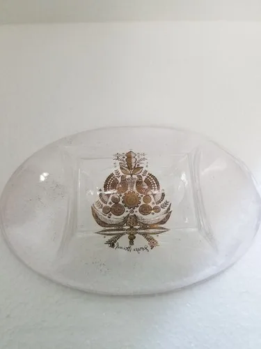Vintage Georges Briard Glass Dish/Bowl Bird/Floral design image indicator(4)