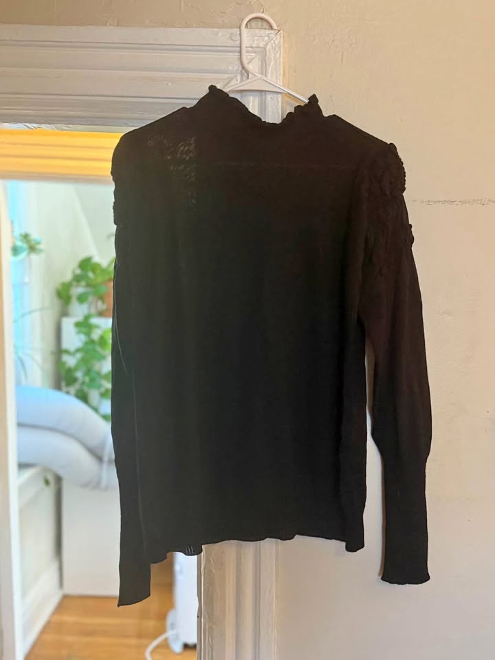 Vintage Black Ruffle Sweater