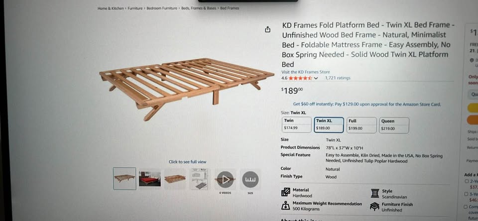 Foldable twin xl wooden bed platform - photo 3