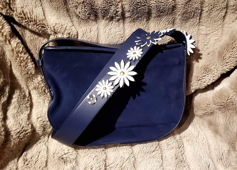 Royal Blue Suede Crossbody Bag - Isaac Mizrahi